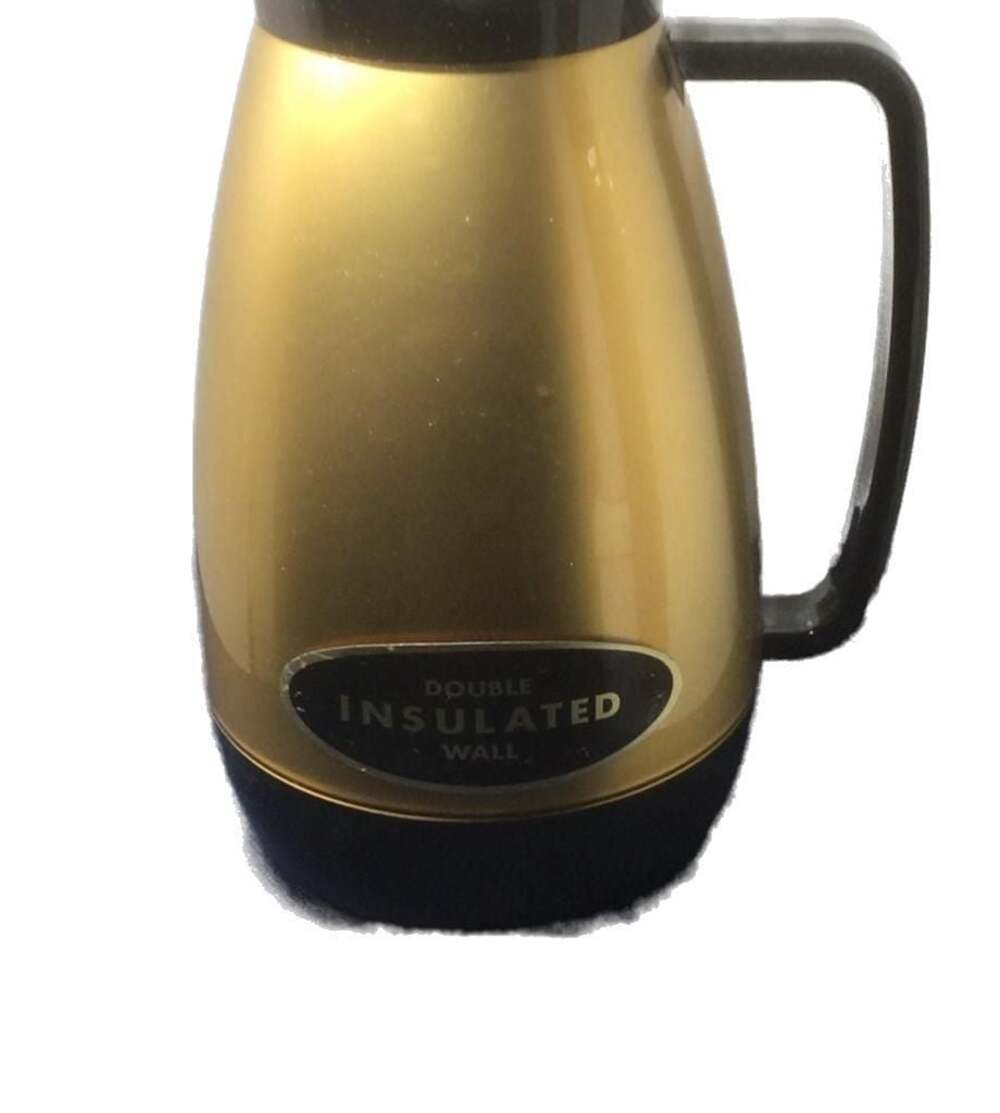 Vintage Thermo-Serv West Bend Double Wall Insulated Coffee Carafe Gold and Black